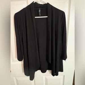 Ashley Blue Black 3/4 Sleeve Open Front Cardigan Size Petite Medium